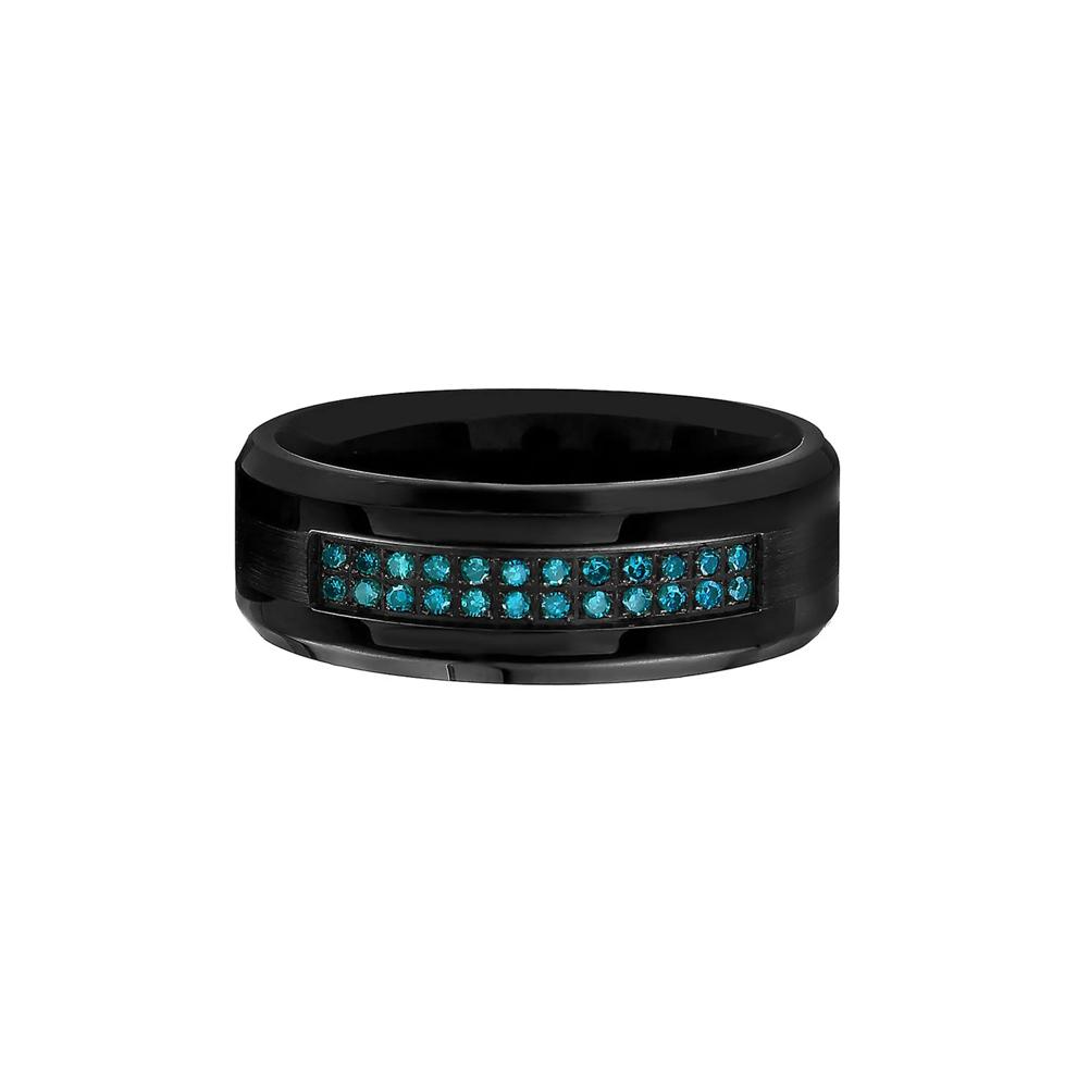 Men's 1/7 ct. tw. Blue Diamond Band in Stainless Steel, 8MM – Image 1 of 2