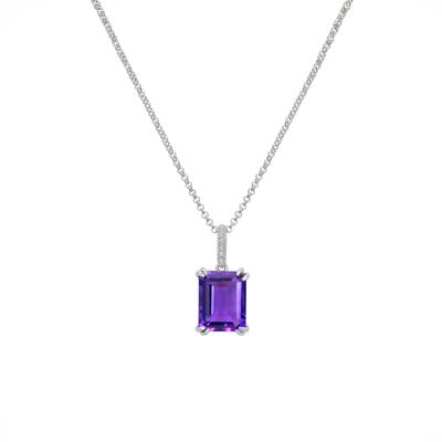Amethyst and Diamond Pendant in Sterling Silver