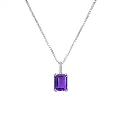 Amethyst and Diamond Pendant in Sterling Silver