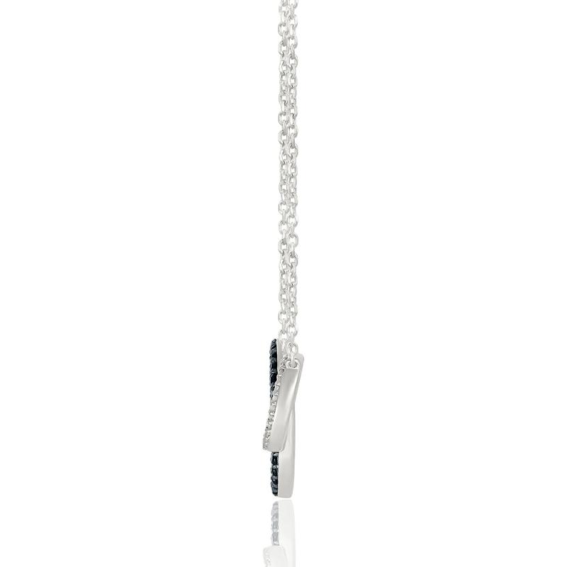 Black and White Diamond Linked Circle Pendant in Sterling Silver &#40;1/4 ct. tw.&#41; – Image 2 of 3