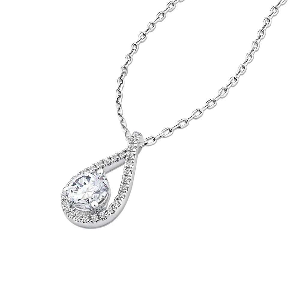 Lab Grown Diamond Pear-Shaped Drop Pendant Necklace in 14K White Gold (1 1/5 ct. tw.) – Image 3 of 4