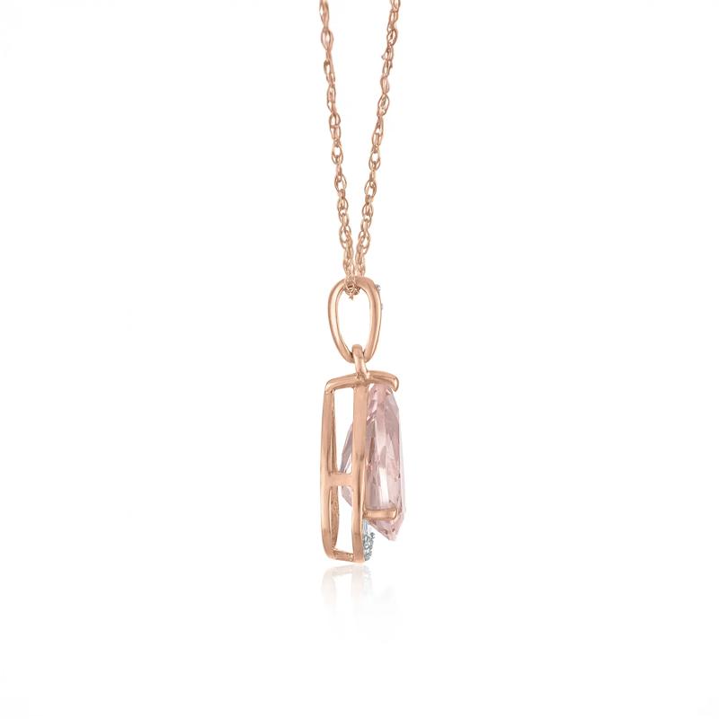 Pear Morganite and Diamond Accent Pendant in 10K Rose Gold – Image 2 of 3
