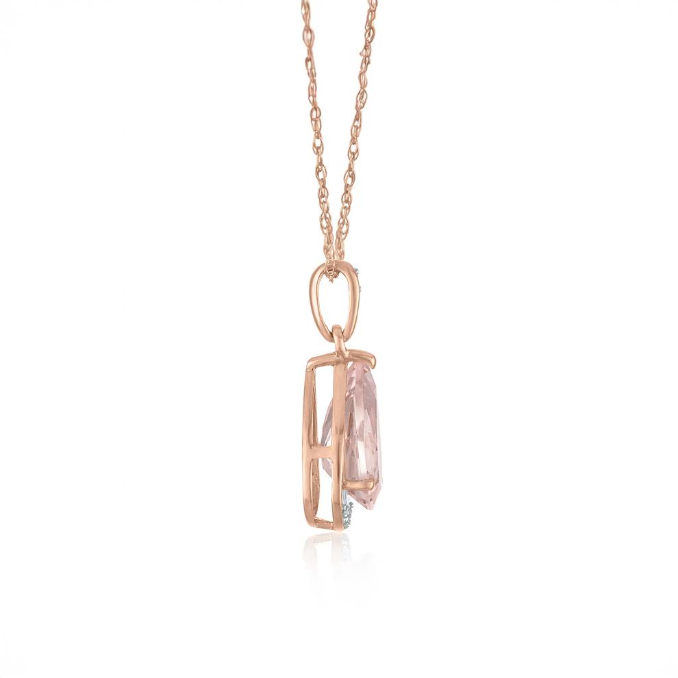 Pear Morganite and Diamond Accent Pendant in 10K Rose Gold – Image 2 of 3