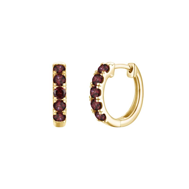 Garnet Hoop Earrings in 10K Yellow Gold – Image 1 of 1