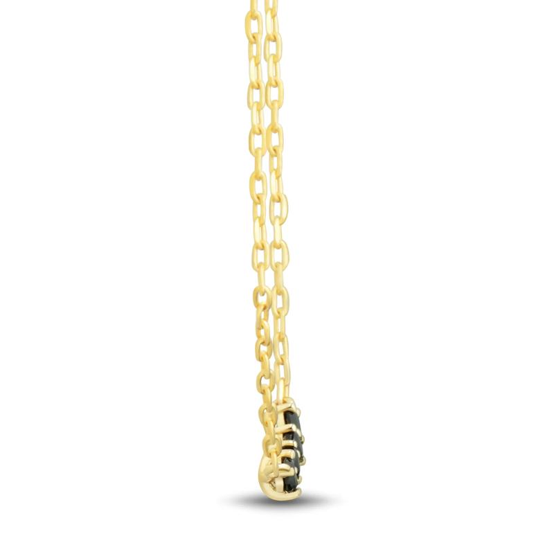 Lab-Created Black Onyx Five-Stone Necklace in 10K Yellow Gold – Image 2 of 3