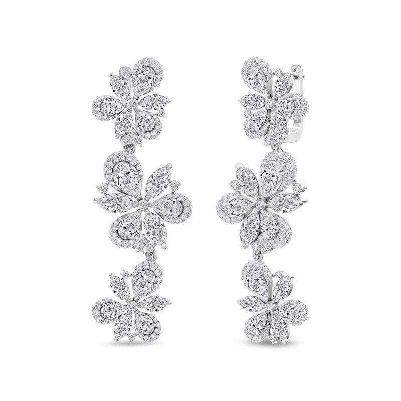 Lab Grown Diamond Multi-Stone Earrings in 14K White Gold &#40;14 ct. tw.&#41; – Image 3 of 3