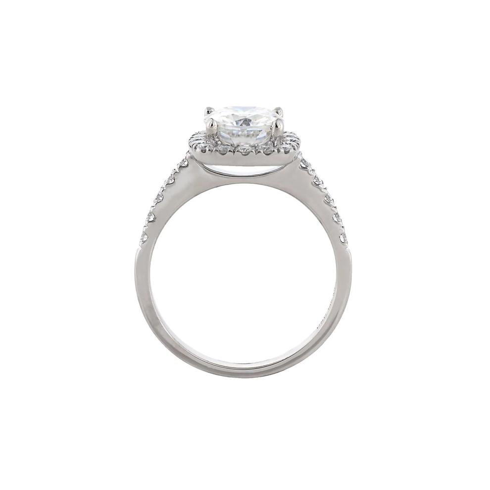 Cushion-Cut Moissanite Halo Ring with Pav&eacute; Band in 14K White Gold (2 7/8 ct. dew) – Image 2 of 3
