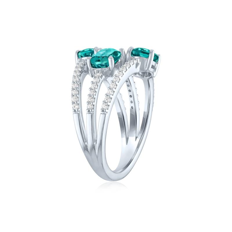 Teal Apatite and Diamond Multi-Row Ring in Sterling Silver &#40;1/4 ct. tw.&#41; – Image 4 of 4
