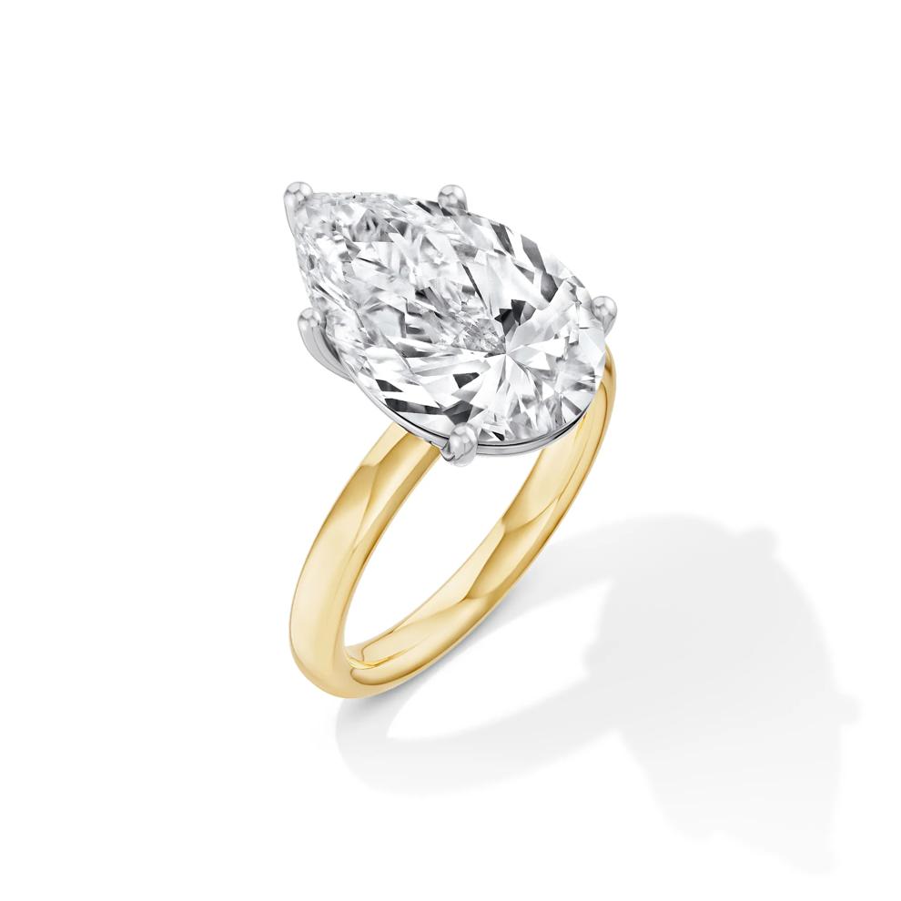 Lab Grown Diamond Pear-Shaped Solitaire Ring in 14K Yellow &amp; White Gold (6 ct.) – Image 2 of 4
