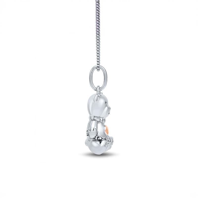 Diamond Accent Teddy Bear Pendant in Sterling Silver and 14K Rose Gold – Image 2 of 3