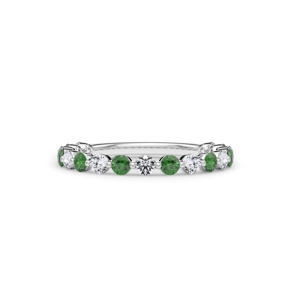 Lab Grown Diamond  &amp; Lab-Created Emerald Half Eternity Anniversary Band in Platinum (1/3 ct. tw.) – Image 1 of 4