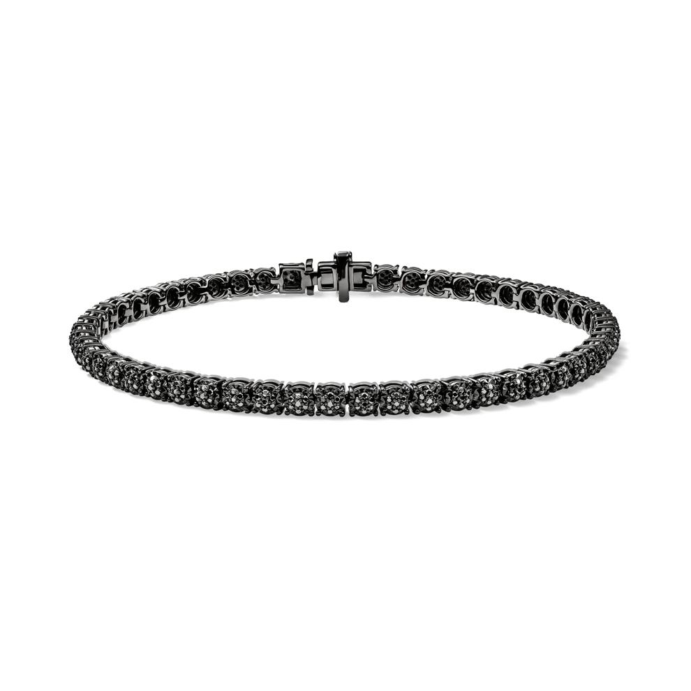 Men's Black Diamond Bracelet in Black Rhodium Plated Sterling Silver – Image 1 of 2