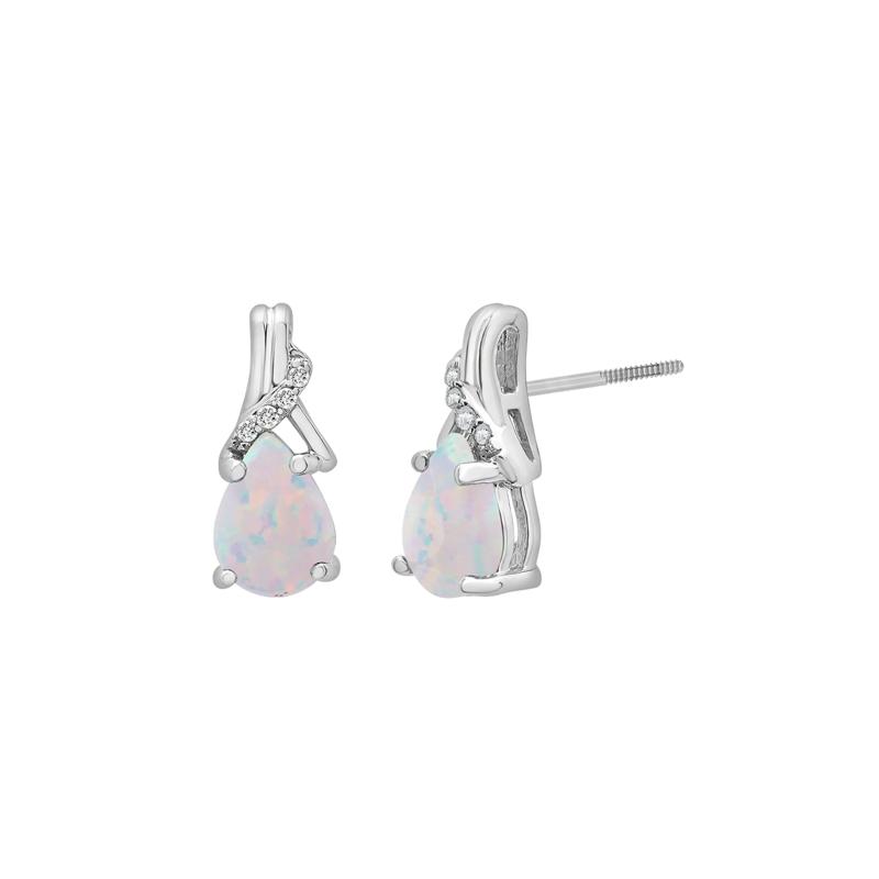 Lab Created Opal &amp; Diamond Pendant &amp; Earrings Boxed Set in Sterling Silver – Image 2 of 7