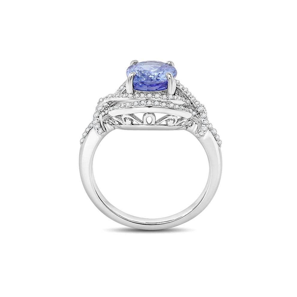 Tanzanite &amp; Diamond Halo Ring in 10K White Gold (1/3 ct. tw.) – Image 2 of 4