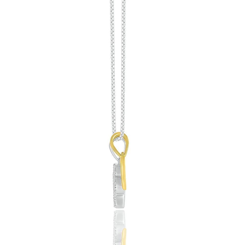 Diamond Accent Paw Heart Pendant in Sterling Silver and 10K Yellow Gold – Image 2 of 3