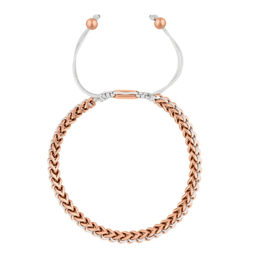 Men's Light Gray Cord Bolo Bracelet in Rose-Tone Stainless Steel – Image 2 of 2