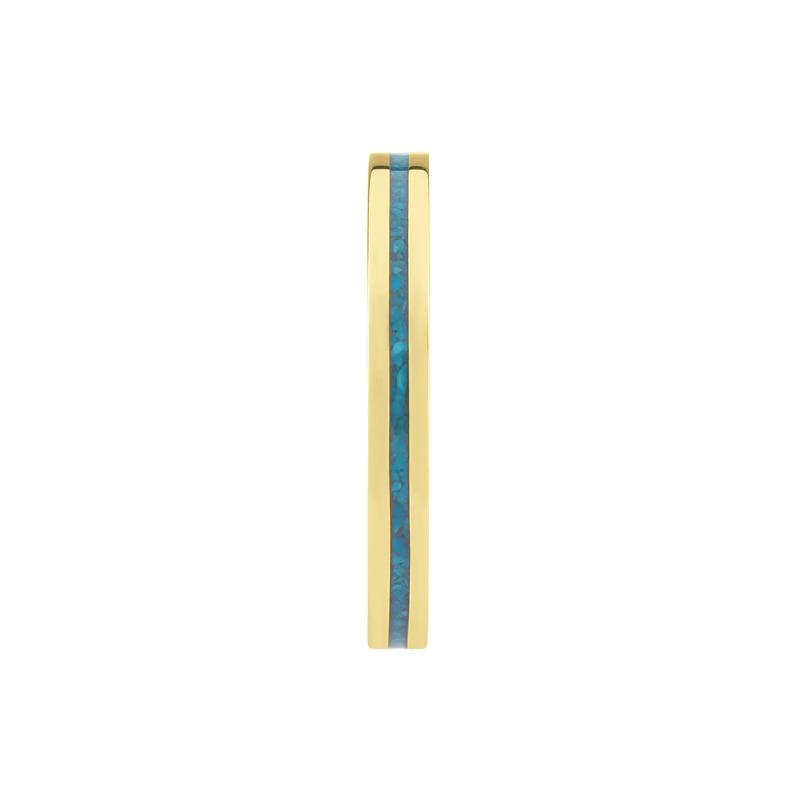 Men&#39;s Band with Turquoise Inlay in 10K Yellow Gold, 3MM – Image 3 of 3