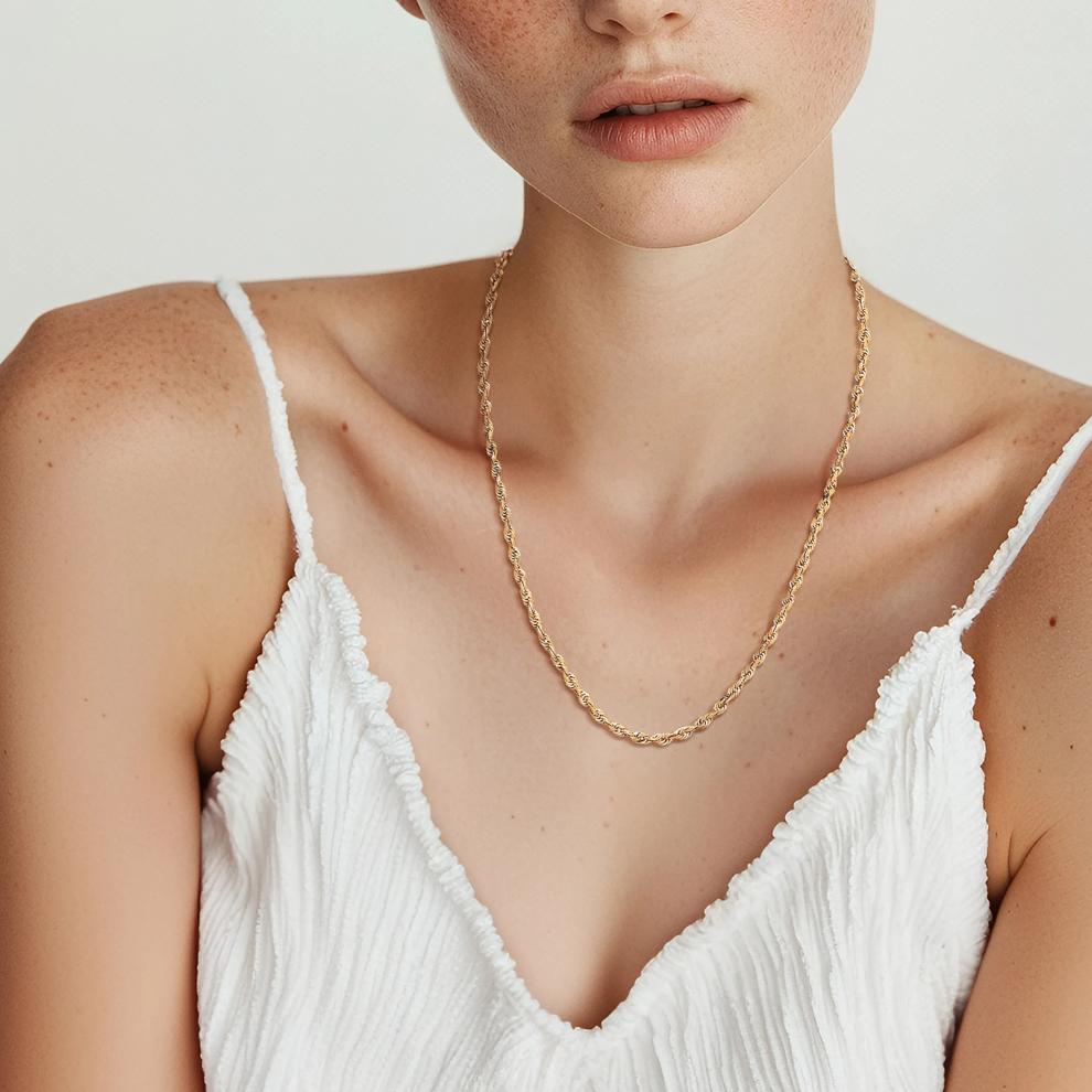 Heavy Hollow Rope Chain in 14K Yellow Gold , 2.9MM, 20" – Image 5 of 5