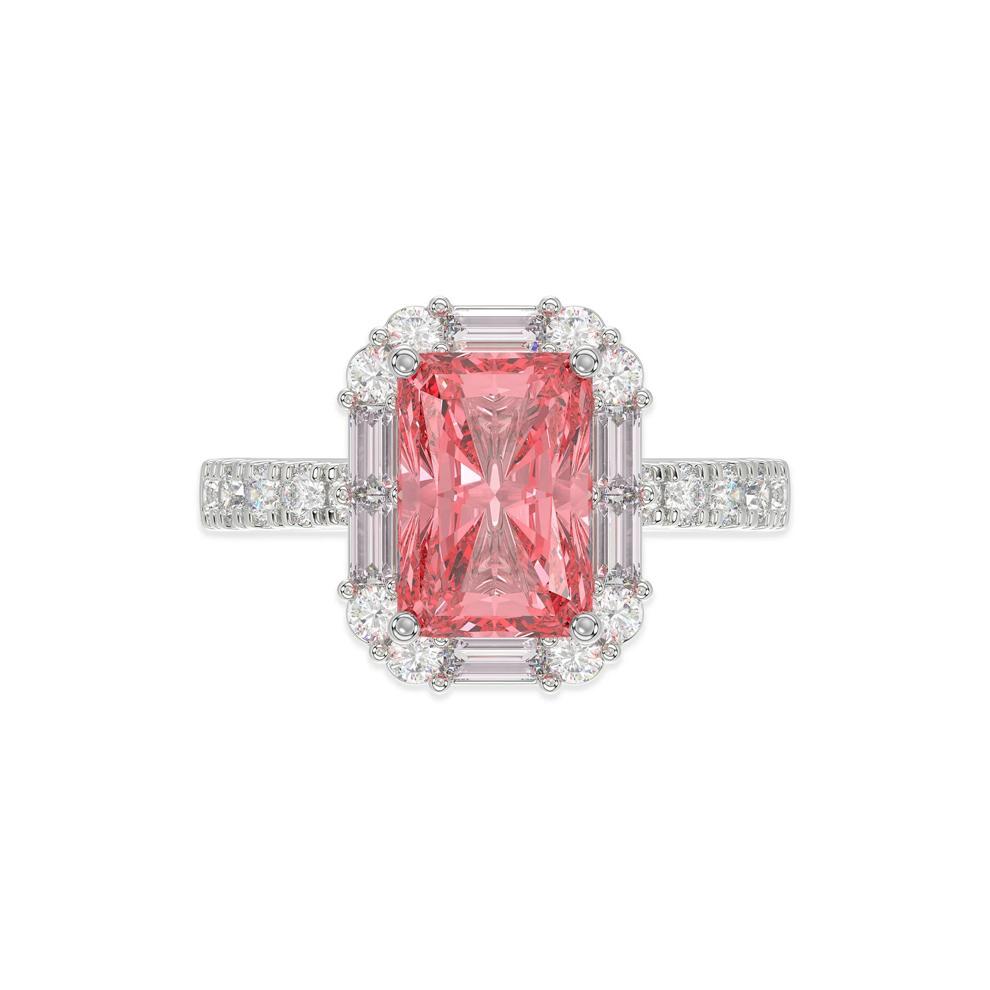 Pink Lab Grown Diamond Halo Engagement Ring in 14K White Gold (4 ct. tw.) – Image 1 of 4