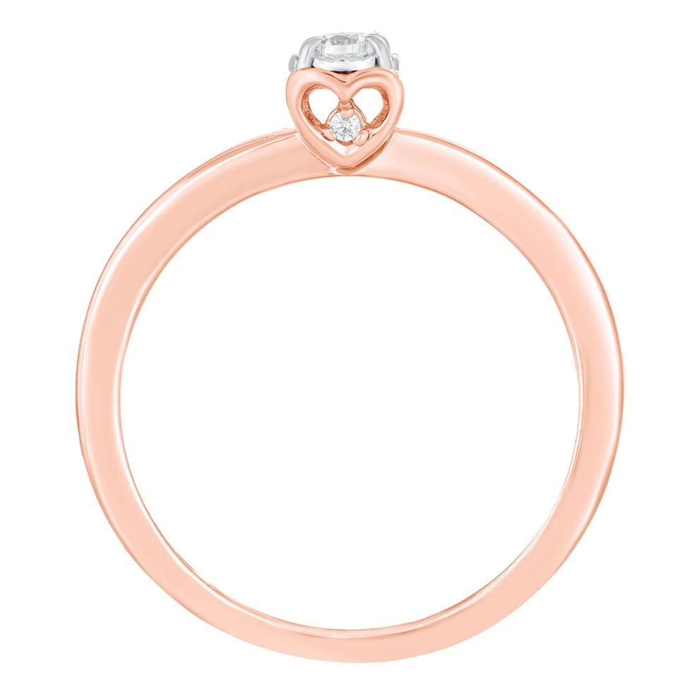 Round Diamond Promise Ring with Illusion Setting in 10K Rose Gold (1/10 ct. tw.) – Image 2 of 3