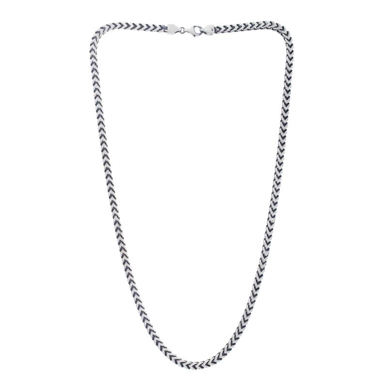 Square Franco Chain in Gunmetal Sterling Silver, 24&quot; – Image 2 of 2
