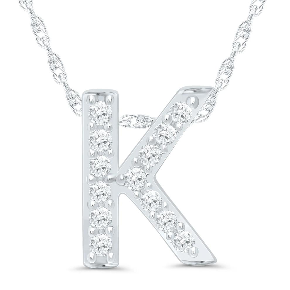 Diamond Accent Initial K Pendant in 10K White Gold – Image 1 of 3
