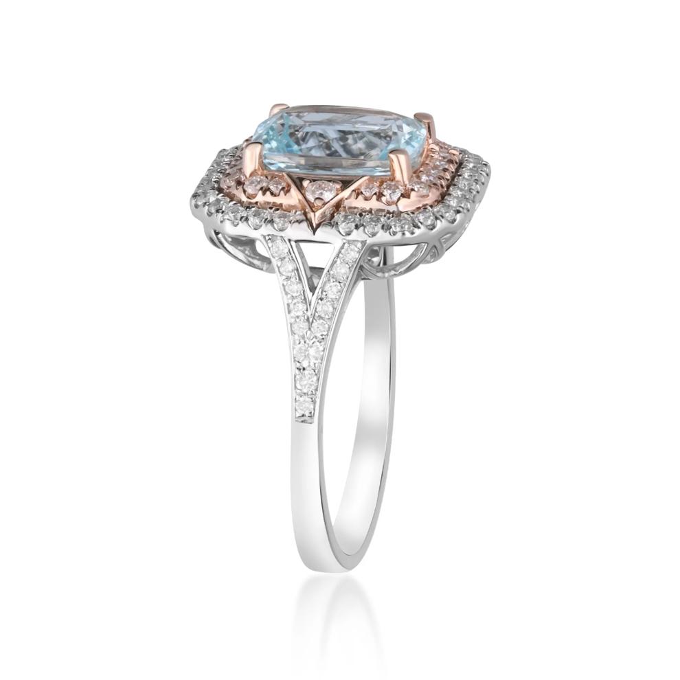Aquamarine and Diamond Ring in 14K White and Rose Gold (1/5 ct. tw.) – Image 3 of 5