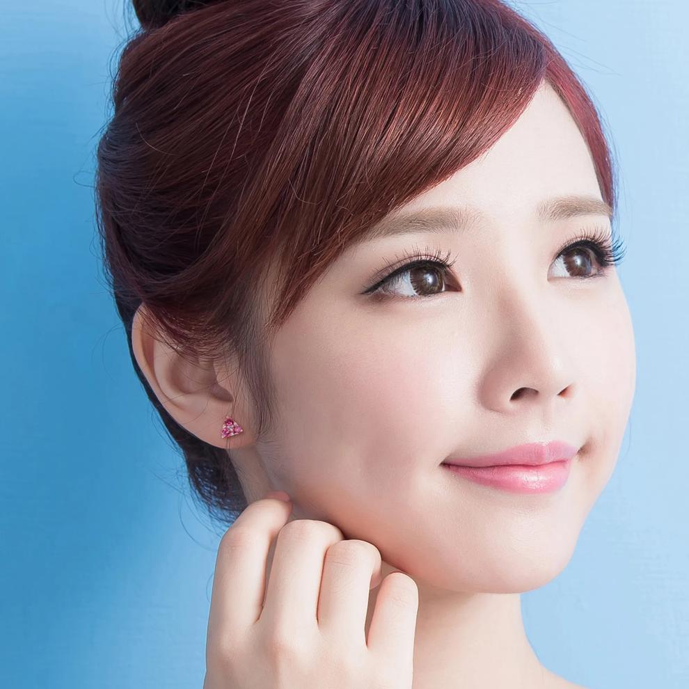 Lab Created Ruby &amp; Lab Created White Sapphire Earrings in Sterling Silver – Image 3 of 4