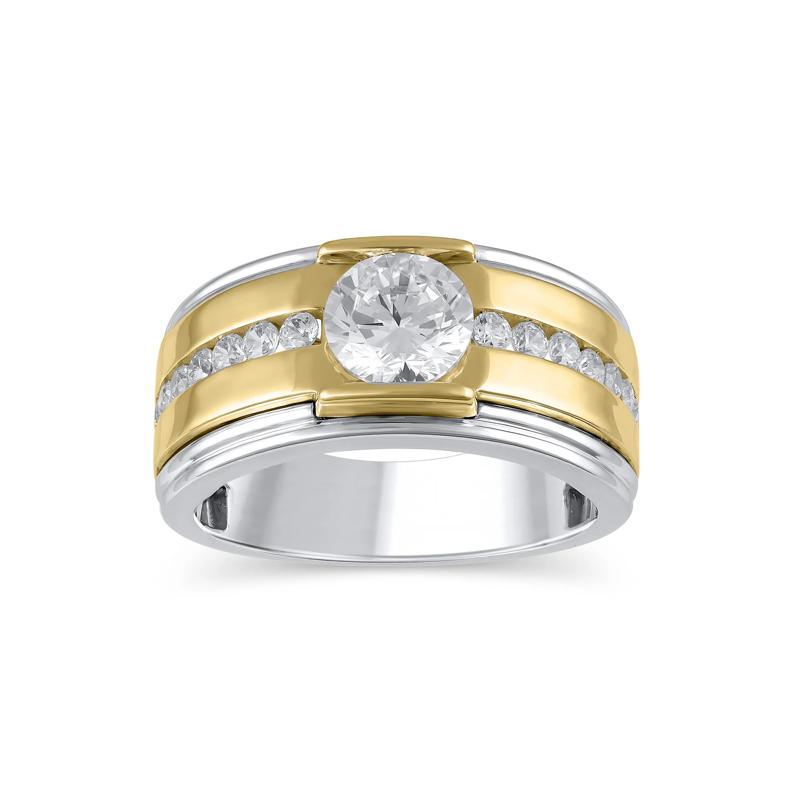 Men&#39;s Lab Grown Diamond Ring in 10K Yellow &amp; White Gold &#40;2 ct. tw.&#41; – Image 1 of 3