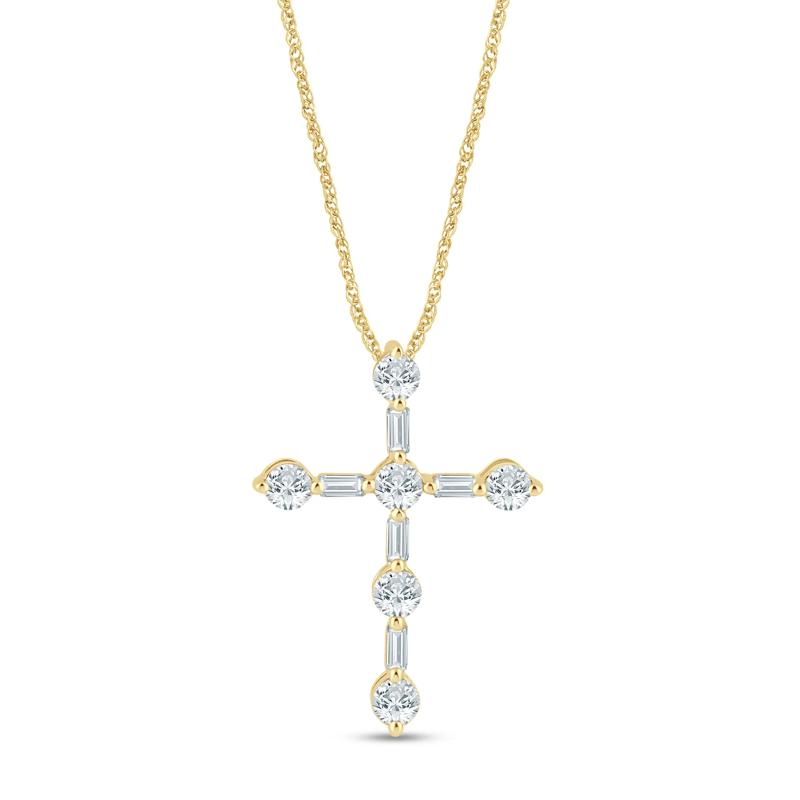Lab Grown Diamond Cross Pendant in 14K Yellow Gold &#40;1/3 ct. tw.&#41; – Image 1 of 3
