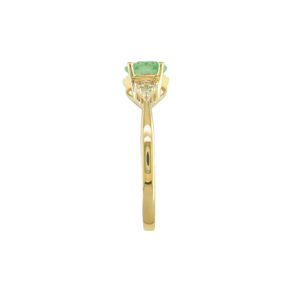 Green Quartz and Diamond Accent Ring in 10K Yellow Gold – Image 3 of 3