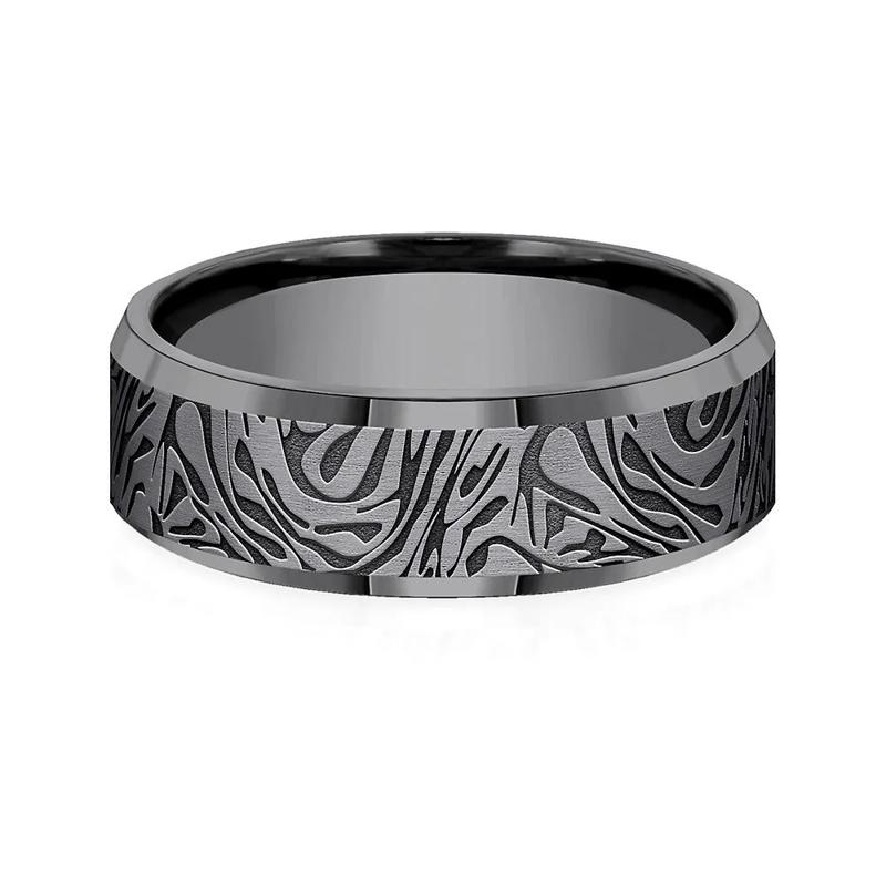Men&#39;s Mokume Pattern Band in Tantalum, 7MM – Image 1 of 3