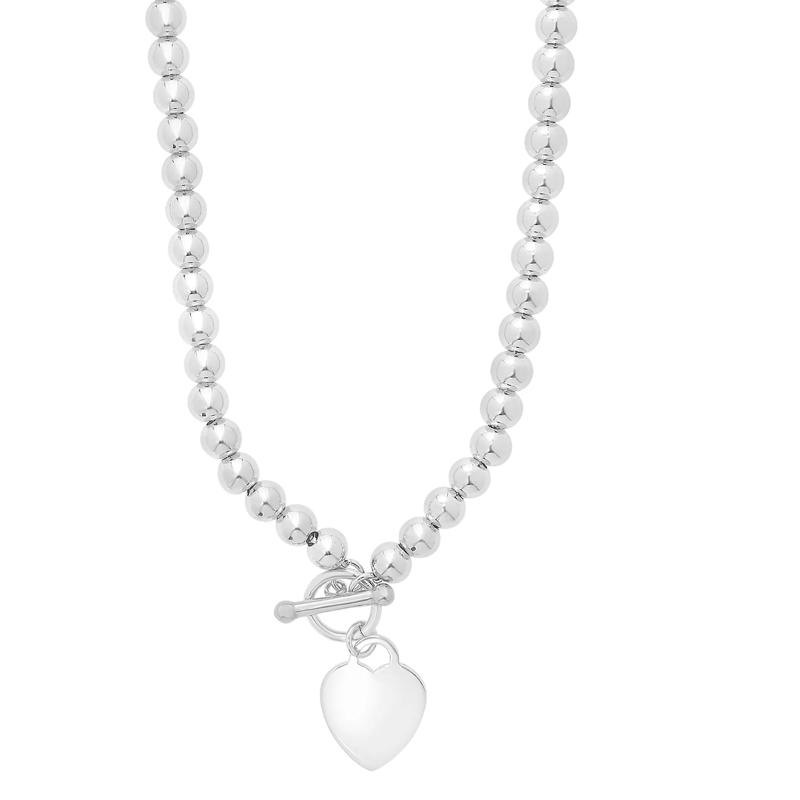 Heart Disc Bead Necklace in Sterling Silver – Image 1 of 2