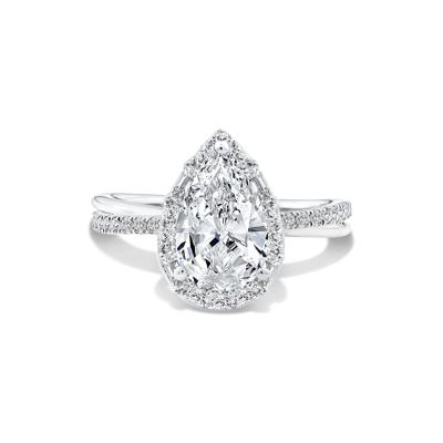 Lab Grown Diamond Pear-Shaped Halo Engagement Ring in 14K White Gold (2 1/2 ct. tw.)