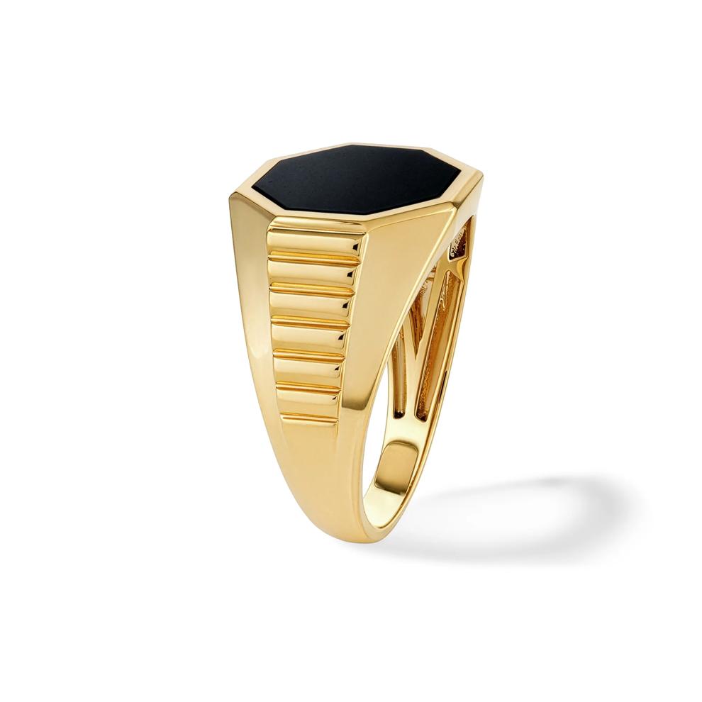 Men's Black Onyx Octagon Ring in 10K Yellow Gold – Image 3 of 4
