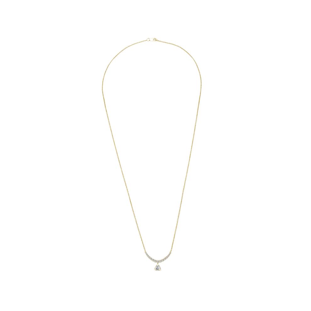 Lab Grown Diamond Trillion Drop Smile Necklace in 14K Yellow Gold (1 ct. tw.) – Image 3 of 4