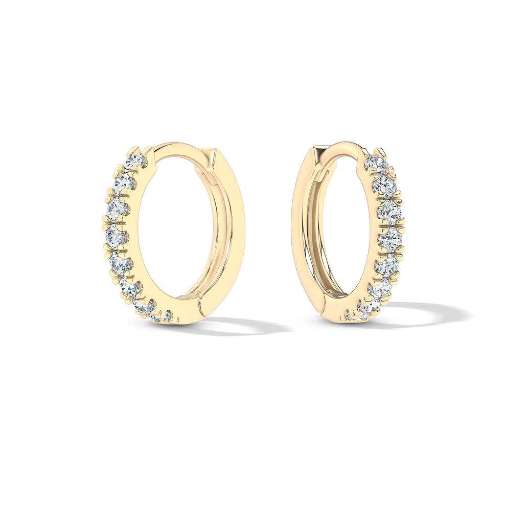 Diamond Hinged Hoop Earrings in 10K Yellow Gold (1/4 ct. tw.) – Image 1 of 3