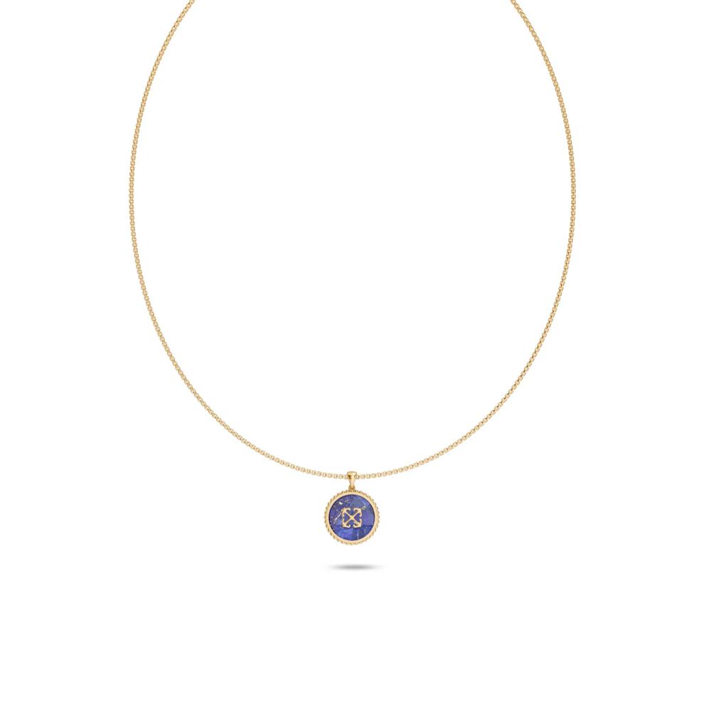 Men's Lapis Arrow Design Disc Pendant Necklace in Vermeil – Image 1 of 4