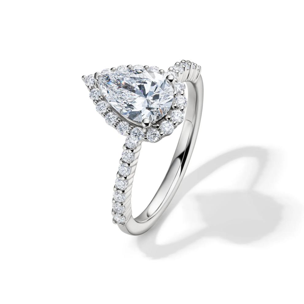 Lab Grown Diamond Pear-Shaped Halo Engagement Ring in 14K White Gold (1 3/4 ct. tw.) – Image 3 of 5