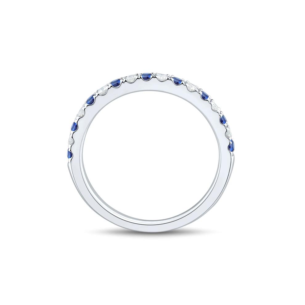 Lab Grown Diamond &amp; Lab-Created Blue Sapphire Anniversary Band in 14K White Gold (1/7 ct. tw.) – Image 3 of 3