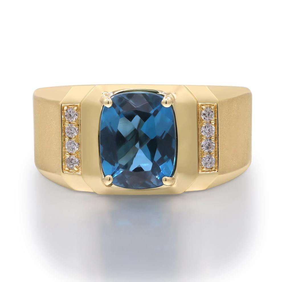 London Blue Topaz &amp; Diamond Accent Ring in 14K Yellow Gold – Image 1 of 5