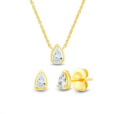 Lab Grown Diamond Pear-Shaped Box Set in Vermeil (1/2 ct. tw.)