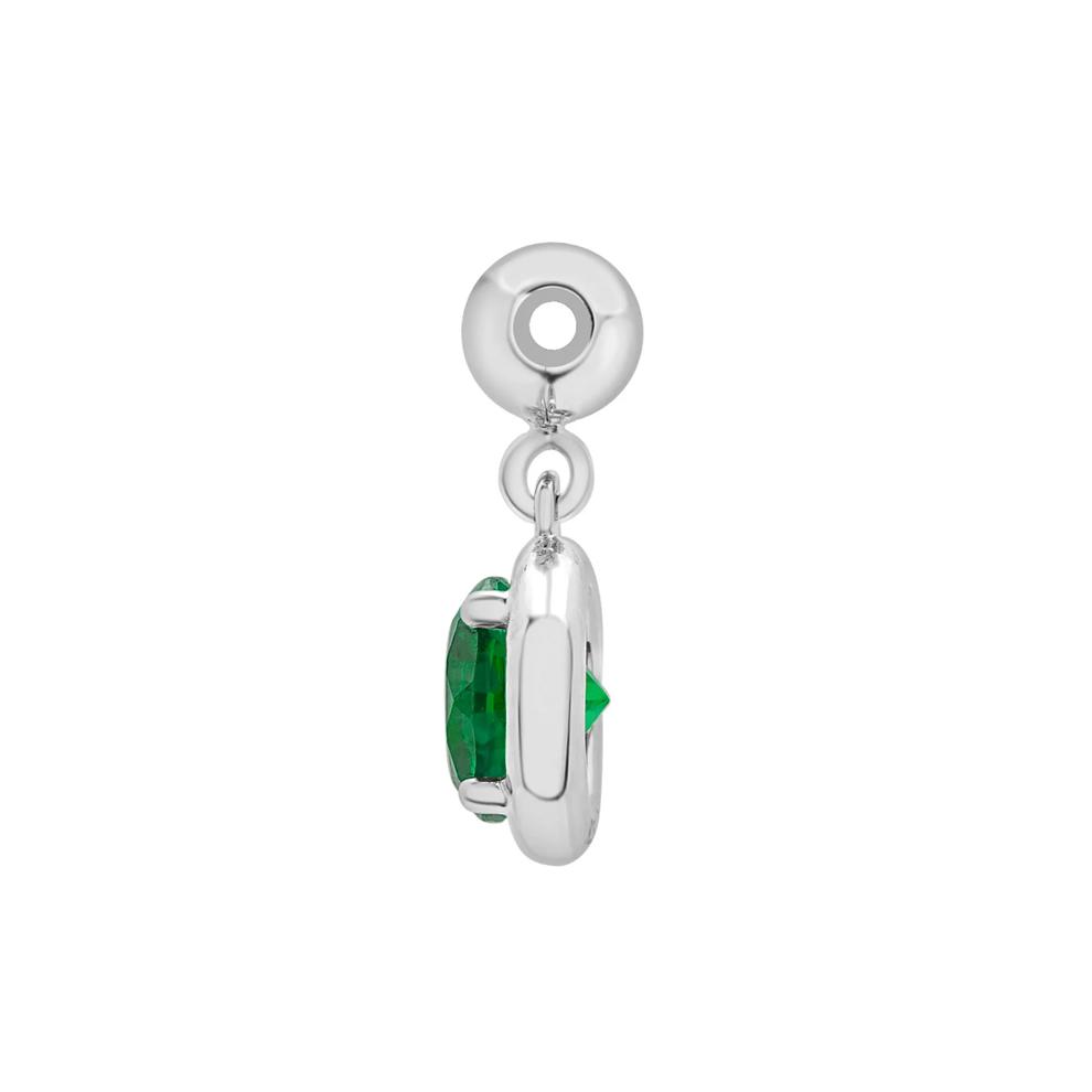 Lab-Created Emerald Birthstone Bead Charm in Sterling Silver – Image 2 of 3