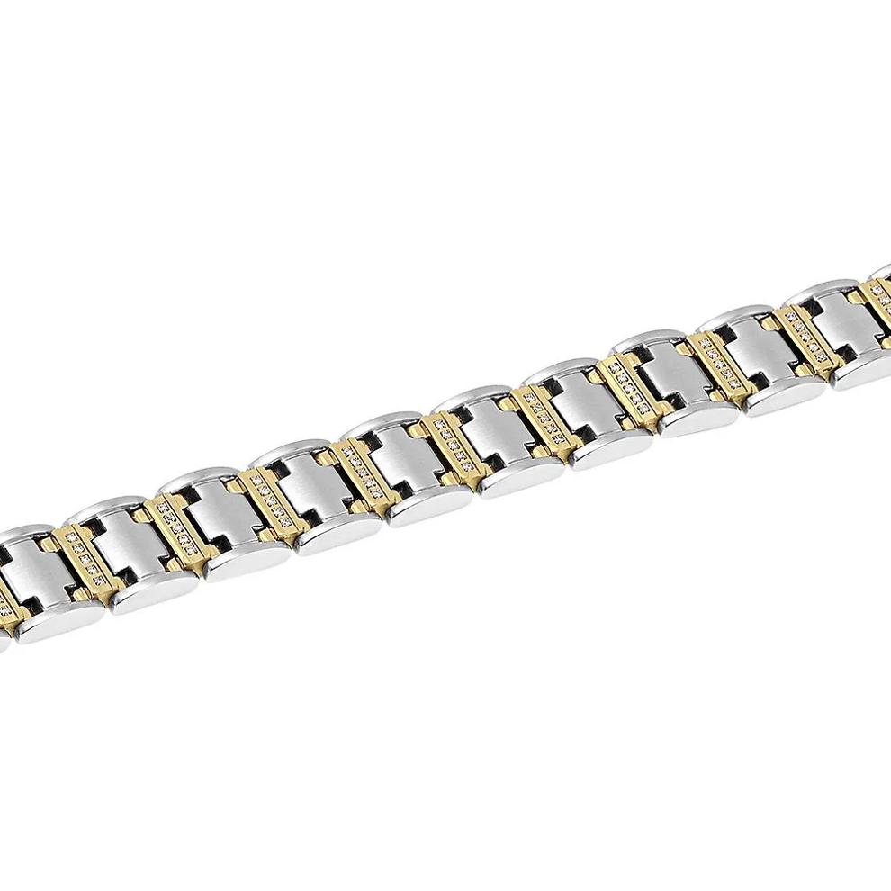 Men's Diamond Two-Tone Diamond Link Bracelet in Stainless Steel, 8.5" (1/2 ct. tw.) – Image 2 of 2