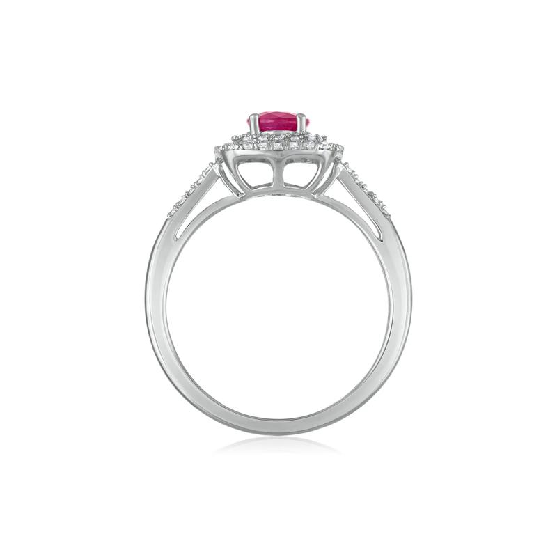 Oval Ruby Halo Ring in 10K White Gold &#40;1/3 ct. tw.&#41; – Image 2 of 3