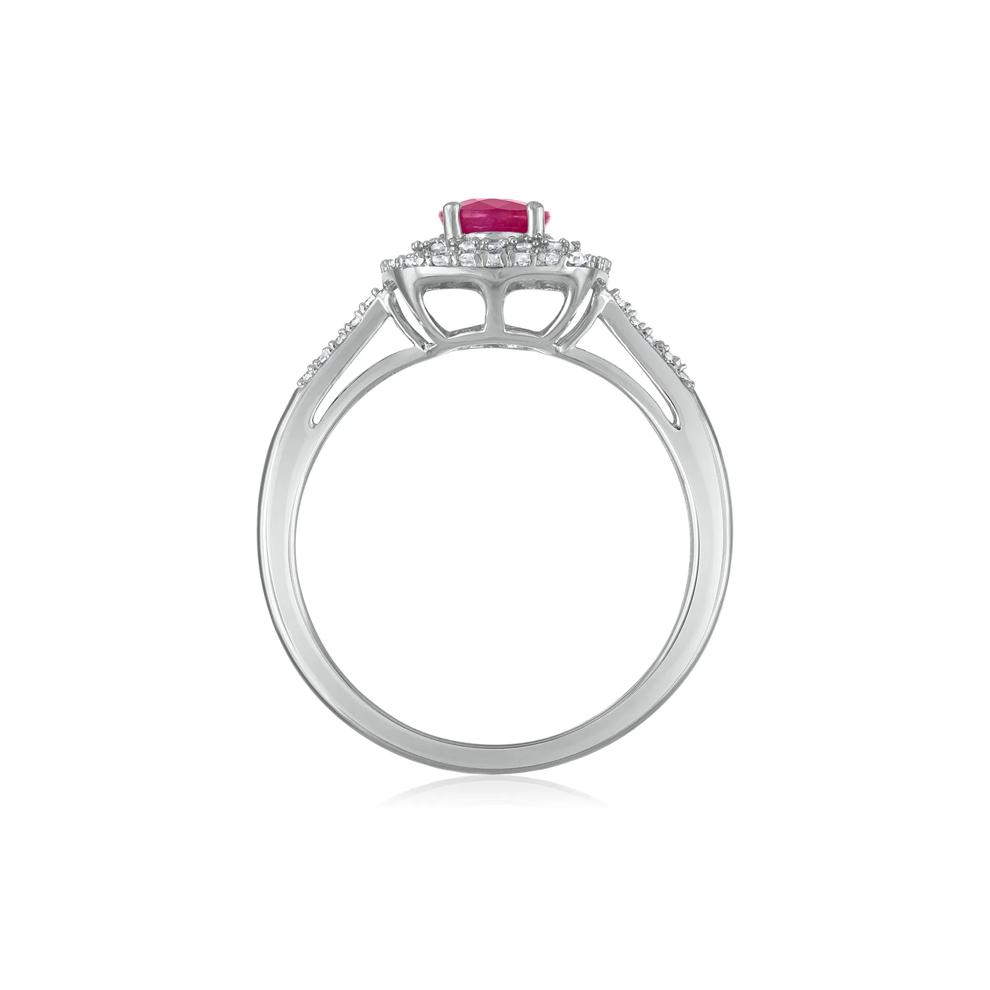 Oval Ruby Halo Ring in 10K White Gold (1/3 ct. tw.) – Image 2 of 3