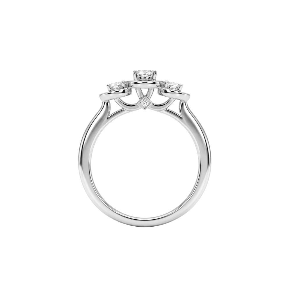 Diamond Oval Center Three-Stone Engagement Ring in 14K White Gold (5/8 ct. tw.) – Image 2 of 3