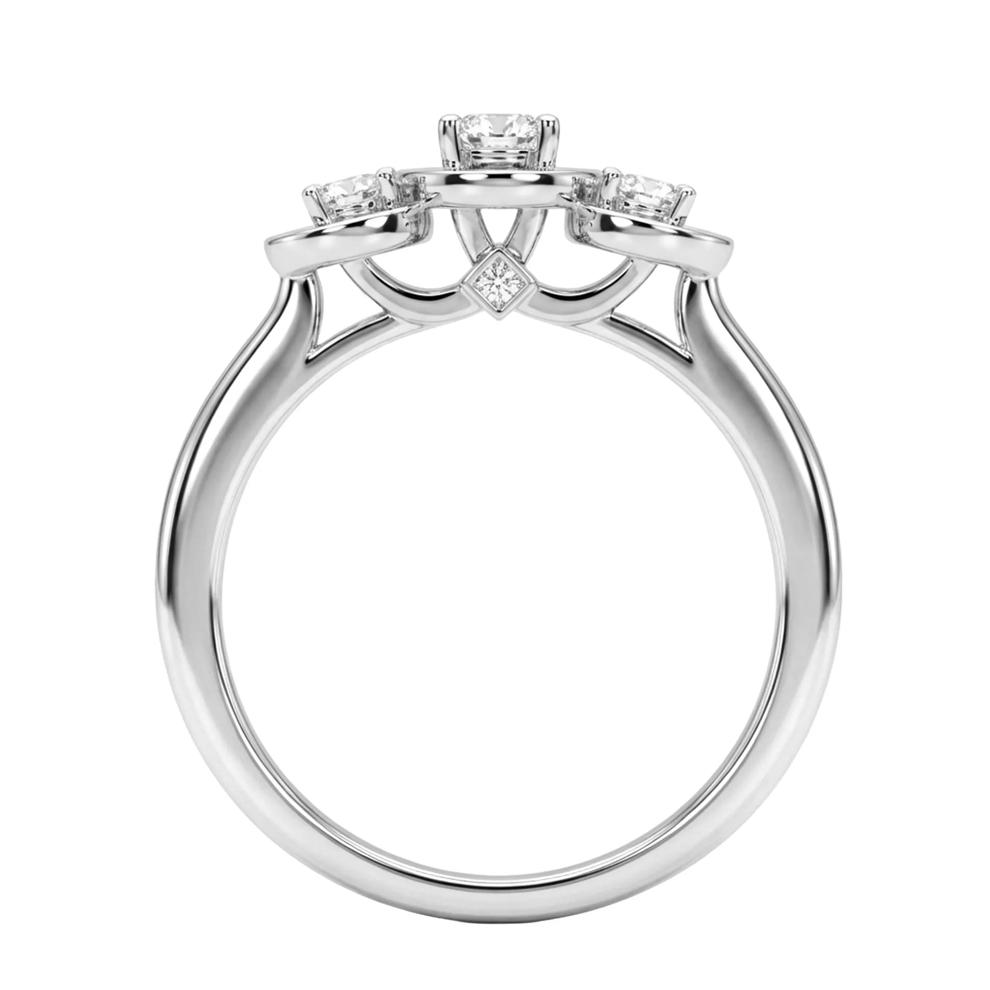 Diamond Oval Center Three-Stone Engagement Ring in 14K White Gold (5/8 ct. tw.) – Image 2 of 3