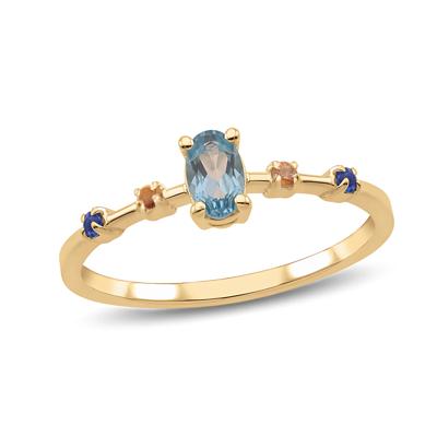 Personalized Dainty Five-Stone Oval Center Gemstone Ring