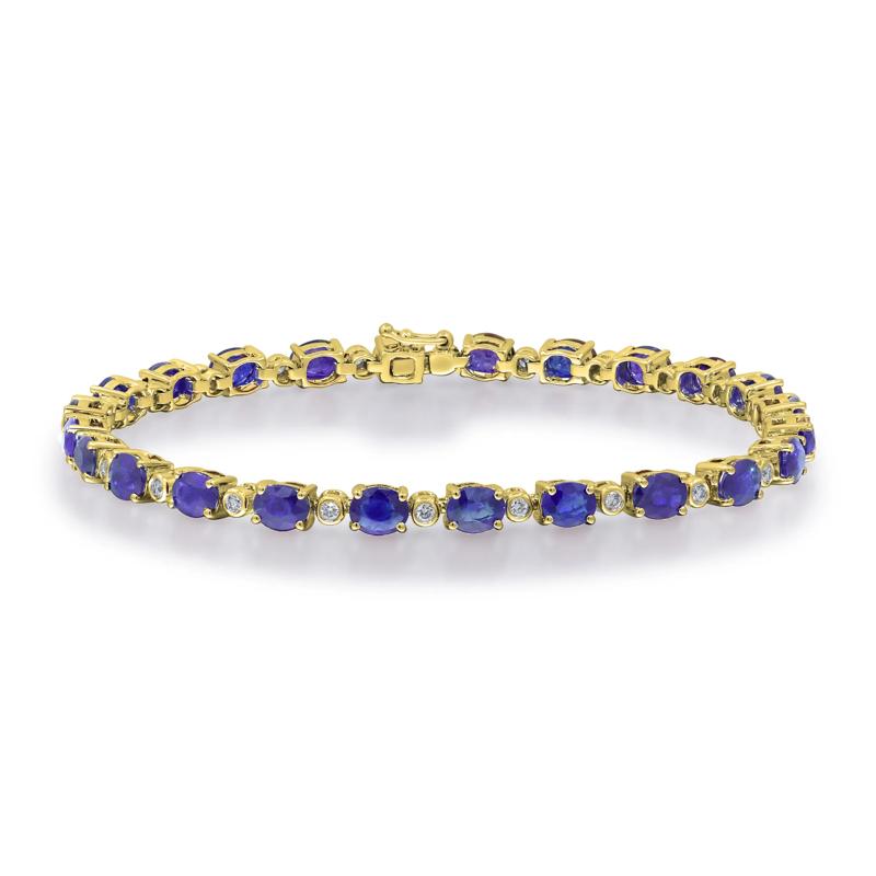 Oval-Shaped Tanzanite &amp; Diamond Bracelet in 14K Yellow Gold &#40;1/3 ct. tw.&#41; – Image 1 of 3